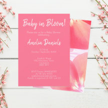 Bebê Floral Rosa no Convite para Chás de fraldas B