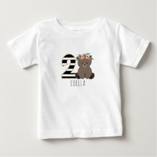Bebê Floral Trança Segue Camisa de Aniversário