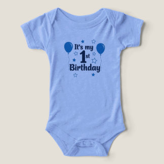 Bebê Fofo de Azul "É Meu 1º Aniversário"