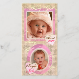 Bebê Garota Rosa e Creme Cartão com fotos Vintage