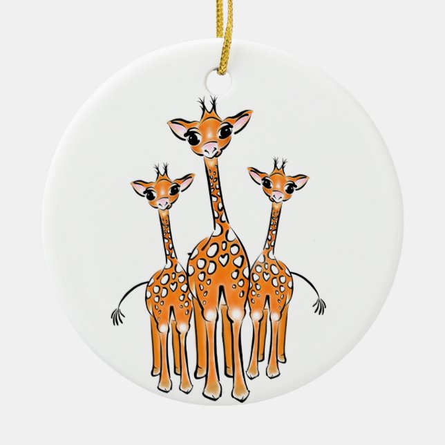 Bebê girafa-cuta, animais safari Ornamento cerâmic (Frente)