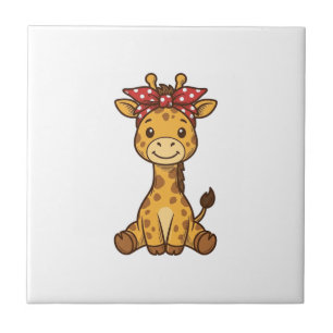 Bebê Girafa Fofa com Arco Design Vetorial Vintage_