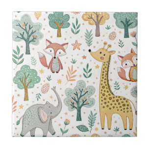 Bebê Girafa, Raposa & Elefante Animais de Desenho