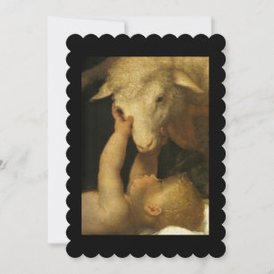 Bebê Jesus tocando carneiro