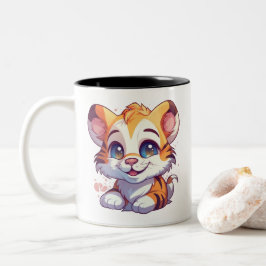 Bebê-Leopardo Sorridente e Bonito numa caneca de c