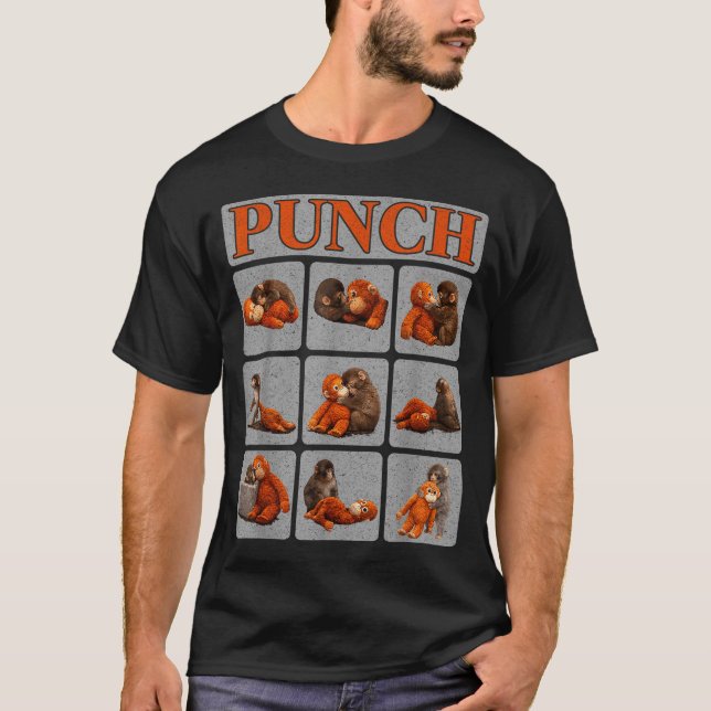 Bebê macaco fofo chamado camisa de punch macaco pu (Frente)