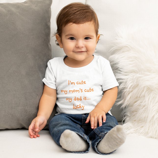 Bebê Mamãe Fofo Papai Sortudo Camiseta Divertida para M (Moms Cute Dad Lucky Funny Kids Boy Girl Toddler Baby T-Shirt)