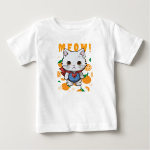 Bebê "MIAU!" Camiseta de Gato Super-Herói Adorável para