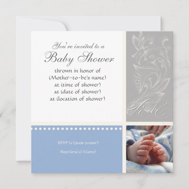 Bébé Modern Swirl n Dot - Convite para Chá Baby Bo (Frente)