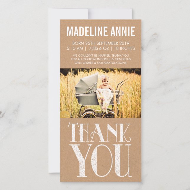 Bebê Nascido Obrigado Cartões com fotos Rustic Bur (Frente)