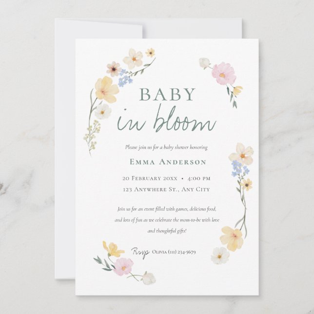 Bebê Neutro no Convite para chás de fraldas (Frente)