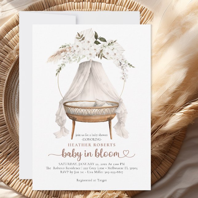 Bebê no Bloom Boho Convite Neutro ao Chá de fralda (Gender Neutral Baby Shower Invitation)