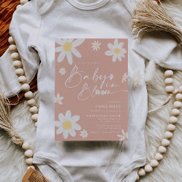 Bebê no Bloom Chá de fraldas Convite rosa Daisy