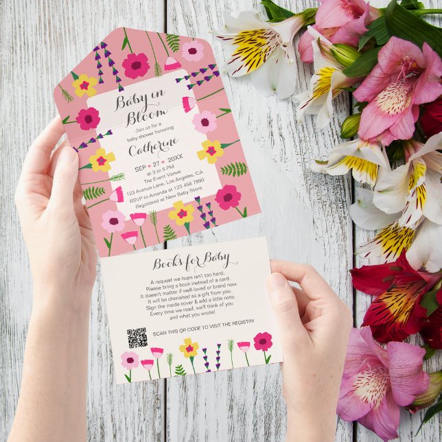 Bebê no Bloom Chá de fraldas de Código QR Floral C (Criador carregado)
