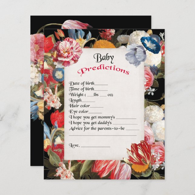 Bebê no Bloom Chá de fraldas Predictions Game (Frente/Verso)