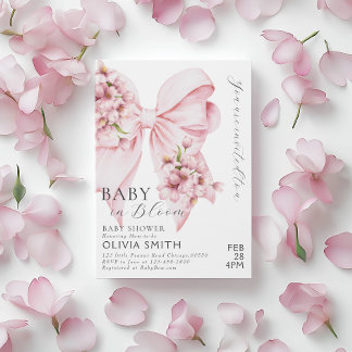 Bebê no Bloom - Convite para Chá de fraldas Rosa