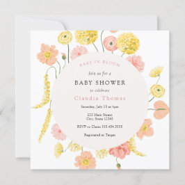 Bebê no Bloom Floral Chá de fraldas Convite