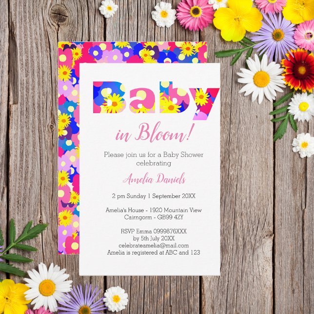Bebê no Bloom Pink Chá de fraldas Convite (Super cute Baby in Bloom invitations. 🌺)