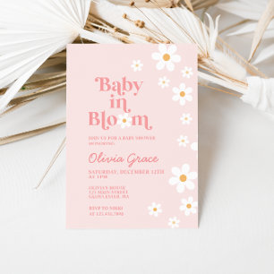 Bebê no Bloom Pink Daisy Chá de fraldas Convite