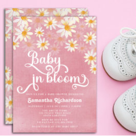 Bebê no Bloom Pink Daisy Chá de fraldas Convite
