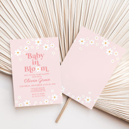 Bebê no Bloom Pink Daisy Chá de fraldas Convite