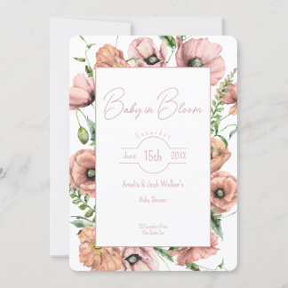 Bebê no Bloom Wildflower Chá de fraldas Convite