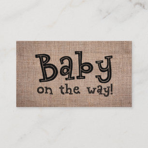 Bebê no caminho! Cartão de Registro Rustic Burlap 