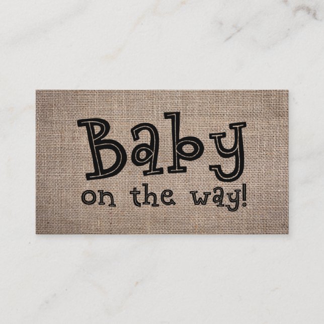 Bebê no caminho! Cartão de Registro Rustic Burlap  (Frente)