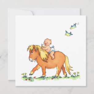 Bebê no Cavalo Pony - Anúncio de Nascimento