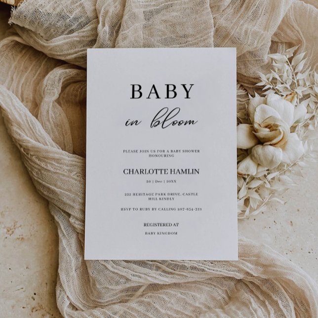 Bebê no Convite para Chás de fraldas Bloqueados (Baby in Bloom Baby Shower Invitation)