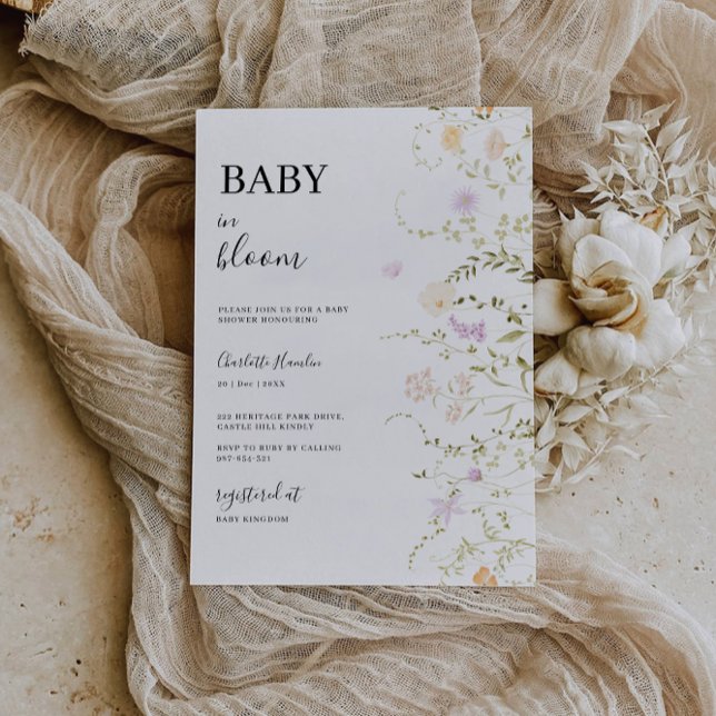 Bebê no Convite para Chás de fraldas Bloqueados (Baby in Bloom Baby Shower Invitation)