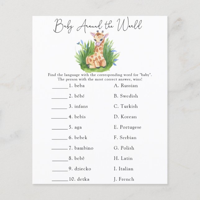 Bebê no mundo - Jogo do Chá de fraldas (Frente)