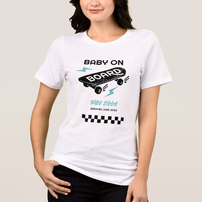 Bebê no skate Conselho Gravidez T-shirt (Frente)