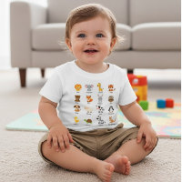 Nome de Animal Fofo ABC Camiseta Educacional para