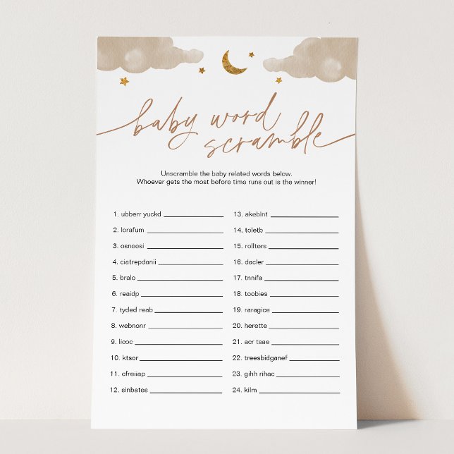 Bebê Palavra Escramble Twinkle Star Chá de fraldas (Criador carregado)