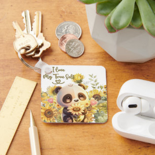 Bebê Panda com Porta-Chaves de Girassol