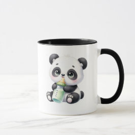 Bebê Panda Fofo Segurando Caneca de Café de Bambu