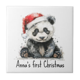 bebê panda vestindo chapéu de natal, personalizáve