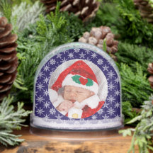 Bebê Papai Noel Foto Personalizada com Flocos de N