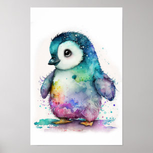 Bebê Penguin aquarela decor impressão