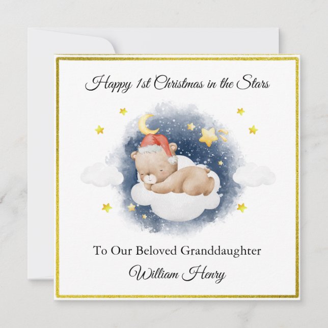 Bebê Perda Menina Menino Nuvem Bear Cartão de Nata (Frente)