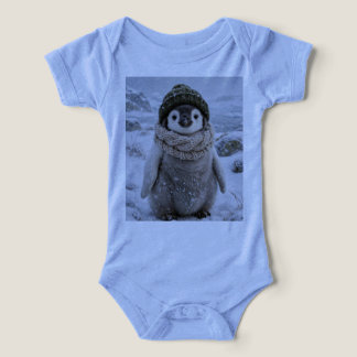 Bebê Pinguim Fofo com Cachecol de Inverno