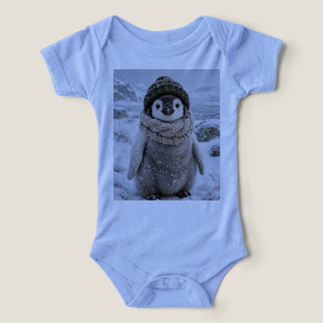 Bebê Pinguim Fofo com Cachecol de Inverno (Design frontal)