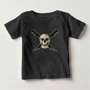 Bebê Pirata (Caveira) - Camiseta de Jersey Fina para Be