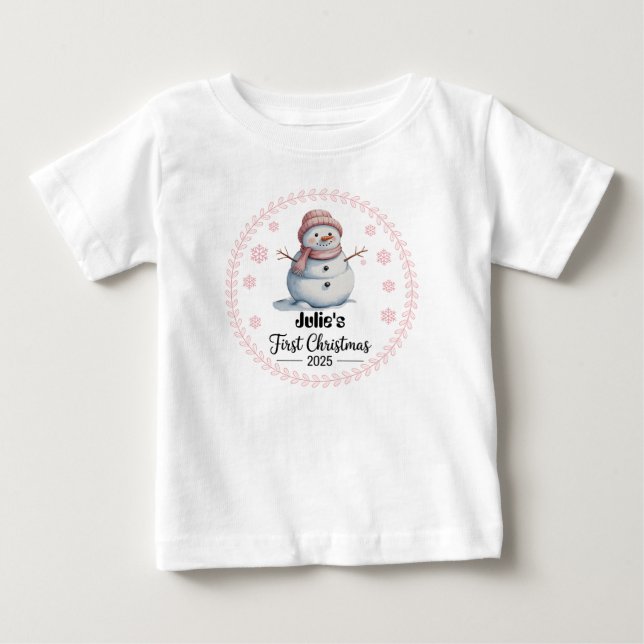 Bebê Primeira Menina Personalizada para Camiseta do Nat (Frente)