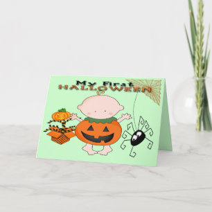 Bebê Pumpkin Meu Cartão de Saudação de Halloween D