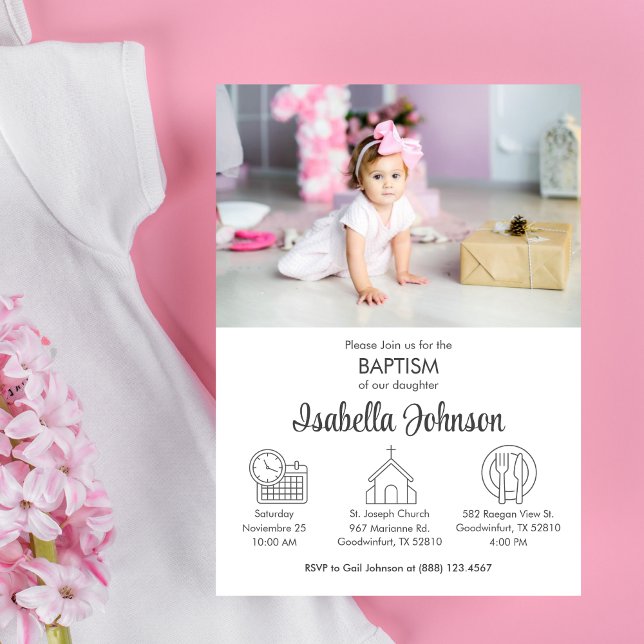 Bebê Rapariga Bautizo Convite Bonito Batismo Moder (Criador carregado)