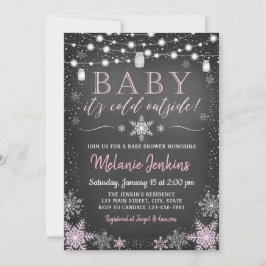 Bebê rosa É frio fora do Chá de fraldas Convite