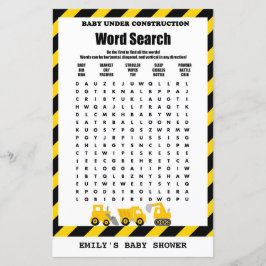 Bebê sob Chá de fraldas de Construção Impresso