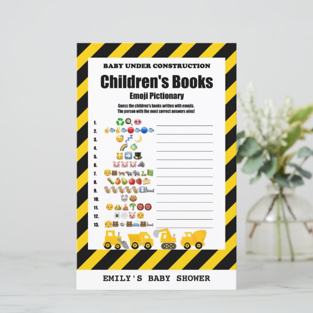 Bebê sob Chá de fraldas de Construção Impresso (Em pé/Frente)